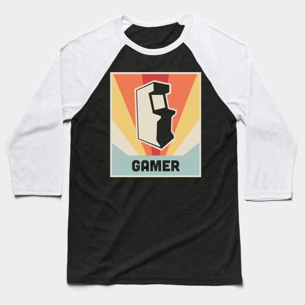 GAMER - Vintage Style Arcade Game Poster Baseball T-Shirt by MeatMan